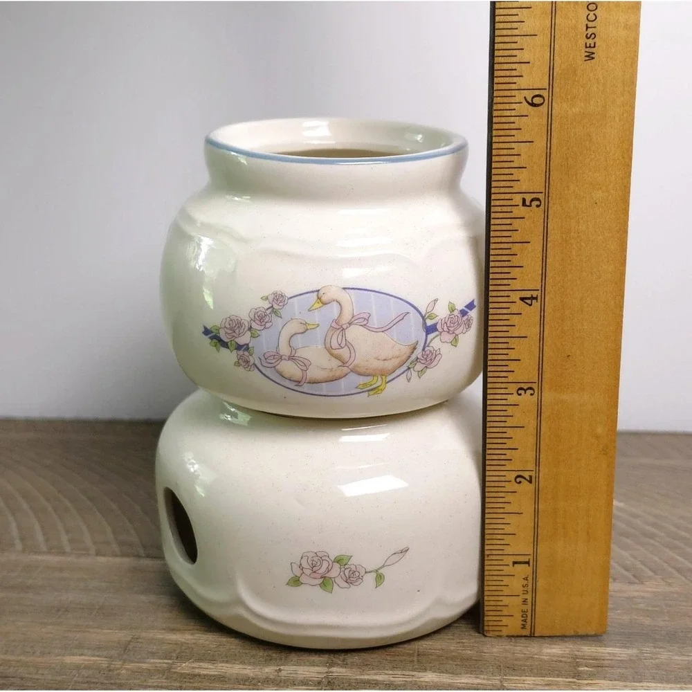 Vintage Floral Goose Ceramic Potpourri Warmer Candle Base Taiwan
